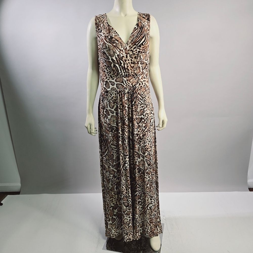 Spense Animal Print Maxi Dress - Brown and Cream